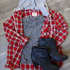 Plaid Flannel with Removable Hood